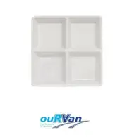 Royal Kitchenware White Melamine Serving Plate 4 Section Caravan Camping (0249)