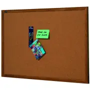 Quartet Brown Oak Frame 90x60cm Corkboard Stationery Wall Hanging Pin Board