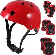 GOOHOCHY 1Set Protective Gear Skating Helmet with Wrist and Elbow Pads Durable Scratch Shell for Scooter and Bike Safety Comfortable for Boys
