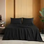 LBRO2M 6 Piece Bed Sheet Set Soft Black Full Sheets ~NEW in box~
