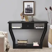 CostwayModern Entryway Table with Storage Drawer for Office-Black