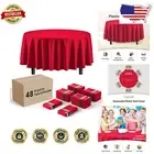 Sturdy 84 Inch Red Round Tablecloths - Disposable Table Covers for Parties