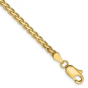 14K Yellow Gold 7 Inch 2.8mm Flat Wheat With Lobster Clasp Bracelet