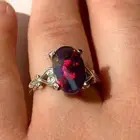 Natural Black Opal and Zircon 925 Sterling Silver Statement Engagement Ring