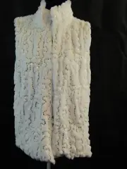 BETSEY JOHNSON White Faux Fur and Gold Sequin Vest with Pockets - Size S NWT