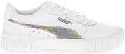 [PUMA] Kids Girls Carina 2.0 Sequins Lace Up Sneakers Shoes Casual - White, White, 4.5 Big Kid