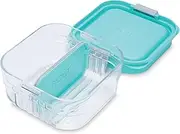 [PACKIT] Mod Large Bento Food Storage Container, Mint - Shatterproof Crystal Clear Base | Leak-Resistant Dividers | Includes Removable Divider | Leak-Resistant Lid Locks | Microwavable | Dishwasher Safe