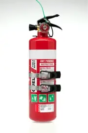 QUELL 1KG FIRE EXTINGUISHER ABE 1A: 10B:E AUTO+RECREATIONAL USE+ METAL MOUNT KIT