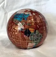 Unique Art 4.3" (110 mm) Diameter Gemstone Globe Paperweight Paper Weight (Amber Pearl Swirl)