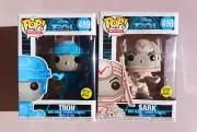 Two Funko Pops Movies Disney Tron #489 & Sark #490 Glow In The Dark Vaulted 2017