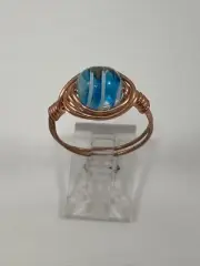 Handmade ~ Copper Wire Wrap ~ Glass Bead Ring ~ Size 9 #90