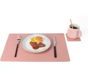FreshBasa Placemats and Coasters Set of 4, PU Leather Tableware Pad, Wipeable...
