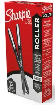 Sharpie Rollerball Needle Point 0.5mm Black Ink 12 Pens New In Box