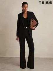 Reiss Black Gabi Petite Flared Suit Trousers (192289) | $225