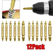 12PCS Damaged Screw Extractor Drill Bits Guide Bolt Screw Strength Remover Tools