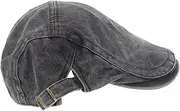 [PartyKindom] Vintage News Boy Hat for Women Men Lightweight Duckbill Beret Cap Stylish Washed Out Driving Cap for Everyday Wear Parties Unique Unisex Accessory Black