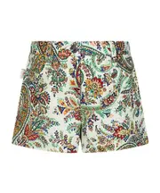 Etro Kids Paisley-Print Logo Tag Shorts 16Y,14Y,12Y green