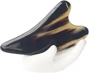 Healeved 1Pc Thick Black Floral Scraping Massage Tool Natural Buffalo Horn Skin Board for Facial Care Therapy Multifunctional Scrape Board present for Friends Family