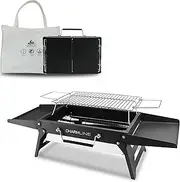Charmline 34 x 23 cm Foldable Portable Charcoal Grill, Small Camping Barbecue Charcoal, Picnic Grill, BBQ Grill for Outdoor, Suitable for Gardens, Beaches, Lawns and Table Tops, Black
