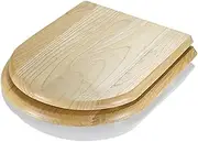 Toilet Seat with Soft Close, Standard Wood Cover Toilet Lid,Mute Quick Stainless Steel Hinges Easy to Install Also Easy to Clean(U-Type)