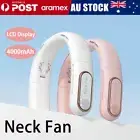 Portable Leafless Neck Fan Cooling Cooler USB Air Rechargeable Mini Fan With LCD