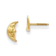 14K Yellow Gold Crescent Moon w/ Face Stud Earrings Madi K Children's Jewelry