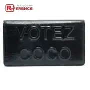 Chanel A82184 Votez Coco Logo Embossed Vintage Wrinkled Bifold Wallet Leather Bl