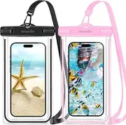 smartlle Waterproof Phone Pouch Case - 2 Pack, Cell Phone Dry Bag for iPhone 14 13 12 11 Pro Max XS Plus XR, Galaxy S23 S22 S21, IPX8 Waterproof Phone Holder for Vacation Snorkeling Beach Necessities