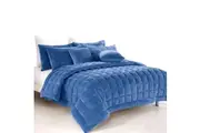 Augusta Faux Mink Quilt / Comforter Set Denim Queen