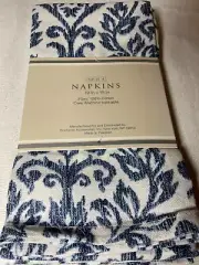 RAYMOND WAITES HOME & DESIGN NAPKINS (4 ) BLUE WHITE 100% COTTON NIP