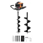 Gas Post Hole Digger 52CC 1450W with 6” & 10” Drill Bits &3 Extension Rod