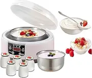 Yogurt Maker Machine 36 Hours with Temperature Control and Timer, 1.2L ice cream Yogurt Machine with Lcd Display, Multifunctional Yogurt Maker Stainless Steel Design for home(Yogurt machine+5 cups)