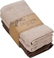 ACCENTHOME 100% Cotton Waffle Weave Kitchen Towel Set of 4 Super Soft Absorbent Tea Towels | Durable Cleaning Dish Cloths Perfect for Mess & Quick Drying Dishes Rags 18x26 inches in Beige & Brown