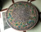 48" Elegant Mosaic Art Inlay Black Marble Coffee Table Handmade Sofa Table Decor