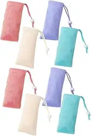 [KOCKSHION] Portable Foam Soap Holder Bags 8pcs Exfoliating Soap Net Drawstring for Bath Supplies