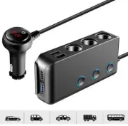 12V 3 Way Car Cigarette Lighter Socket Splitter 3 USB Charger Power Adapter
