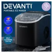 NEW ✅ Devanti Portable Ice Maker Machine Ice Cube Tray 12kg Bar Countertop Black