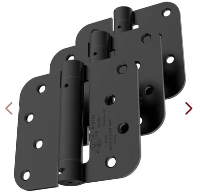 3 Pack Black 4 Inch Self Closing Spring Door Hinge 5/8" Radius Corners