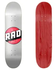 RAD LOGO SKATEBOARD DECK - SOLID SILVER/RED 8.375