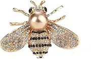 [Generic] Honey Bee Brooches Crystal Insect Bee Brooch Animal Fashion Pearl Brooch Pin