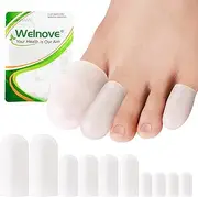 Welnove Toe Caps and Toe Protectors - 10 Pack Silicone Toe Sleeves Toe Protectors - Toe Cushions for Pain Relief, Toe Protection for Corns, Calluses (Multi-Size)