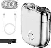 Mini Dual-Head Electric Shaver, 2025 New Model Upgrade Pocket Shaver USB Mini Shavers for Men, Washable Double Head Razor, Rechargeable Waterproof Portable Electric Shaver (Silver)