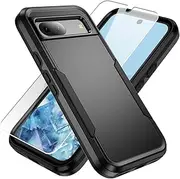 for Pixel 8a Case, Google Pixel 8a Case with HD Screen Protector [Military Grade Drop Tested] Heavy-Duty Tough Rugged Shockproof Protective Case for Pixel 8a, Black
