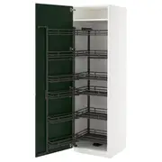 METOD high cabinet with pull-out larder, white/Havstorp deep green, 60x60x200 cm