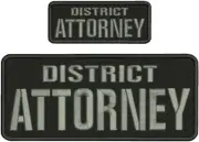 DISTRICT ATTORNET embroidery patches 410 and 2x5 hook on back grey letters