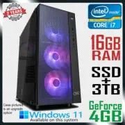 Intel Core i7 Quad nVidia GeForce 16GB RAM SSD + 3TB Gaming Computer Desktop PC