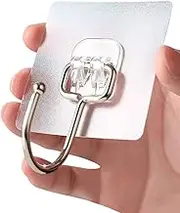 KEYIDO 10PCS Large Self Adhesive Hooks, Heavy Duty 33 lb/ 15kg (Max), Free Nail, Traceless, Waterproof, Rustproof, Clear Strong Adhesive Wall Hooks for Home, Bathroom, Kitchen, Office