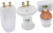 ERINGOGO Dollhouse Miniature Bathroom Set 1:24 Scale Ceramic Toilet Shower DIY Decorative Accessories