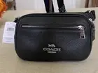 Coach Authentic Elias Belt Bag Crossbody Black Pebbled Leather Silver NWT CJ507