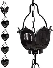 DFTDFYXYRain Chains 8.5FT Aluminum Hanging Outdoor Rain Chains Movable Hanging Replacement Rain Chain Gutters with Hooks and Fixings for Garden Rustproof Decorative Garden Ornaments,Black,4m(13.1ft)